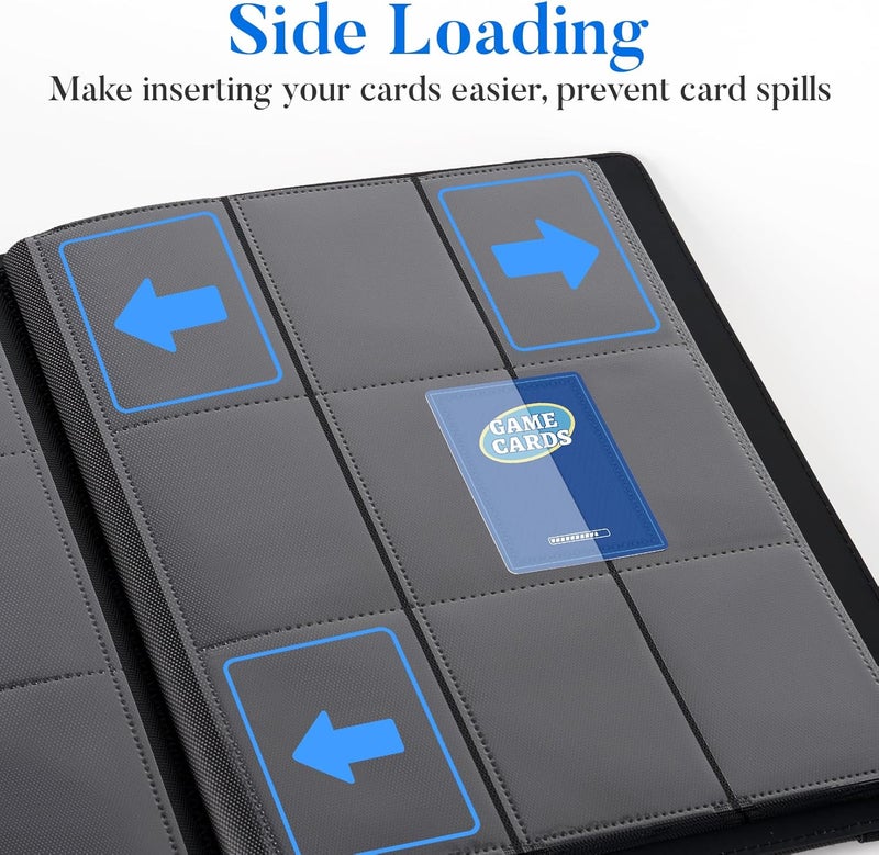 Fabmaker Premium 9 Pocket Card Binder for 540 Cards, PU Cover Trading Card Binder, Sturdy Card Collection Album, Sleek Card Holder Folders for Game Cards & Sports Cards, Black - Image 4